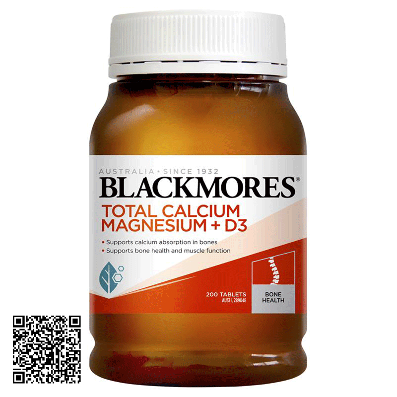 Viên Uống Hỗ Trợ Xương Khớp Blackmores Total Calcium & Magnesium + D3 Úc 200 Viên