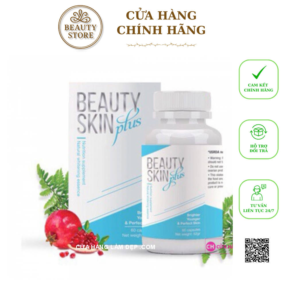 Viên Uống Trắng Da hỗ trợ Hỗ Trợ Chống Nắng Beauty Skin Plus USA Mẫu Mới 2019