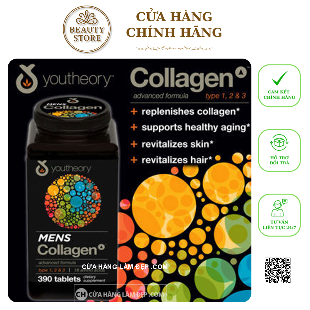 Viên uống Collagen Youtheory Mens Type 1, 2 & 3 Dành Cho Nam