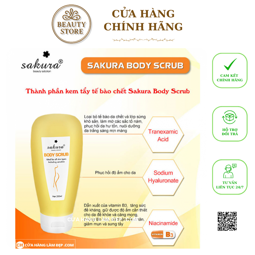 Kem Tẩy Tinh chất Chết Sakura Body Scrub