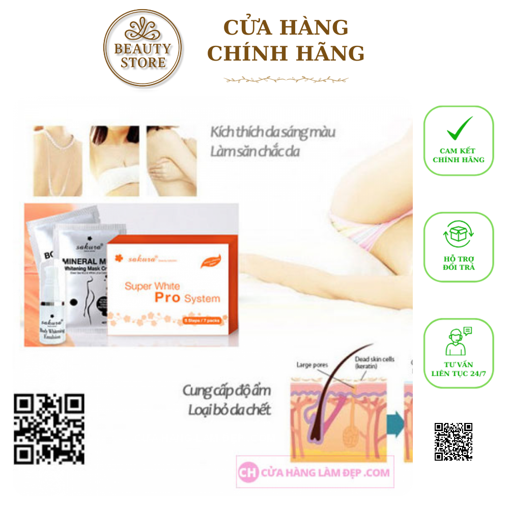 Bộ Kem Tắm Trắng Sakura Super White Pro System