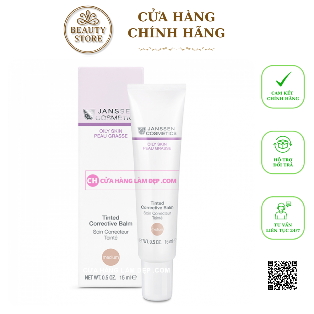 Kem Kháng Viêm Và Che Khuyết Điểm Cho Da Dầu Janssen Oily Skin Tinted Corrective Balm Medium