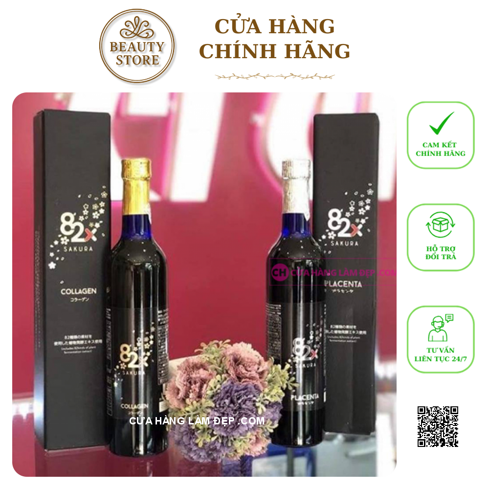 Combo 2 Chai Collagen Và Tinh Chất Placenta 82x Sakura Nhật Bản