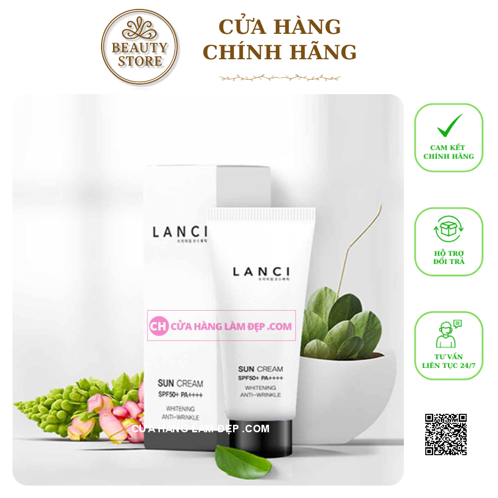 Kem hỗ trợ Hỗ Trợ Chống Nắng Bảo Vệ Da Lanci Sun Cream  SPF50+ PA++++ Whitening Anti-Wrinkle