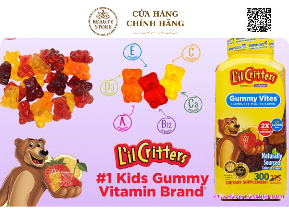 Kẹo Dẻo Lil Critters Gummy Vites - Bổ Sung Vitamin Tổng Hợp Cho Trẻ Biếng Ăn