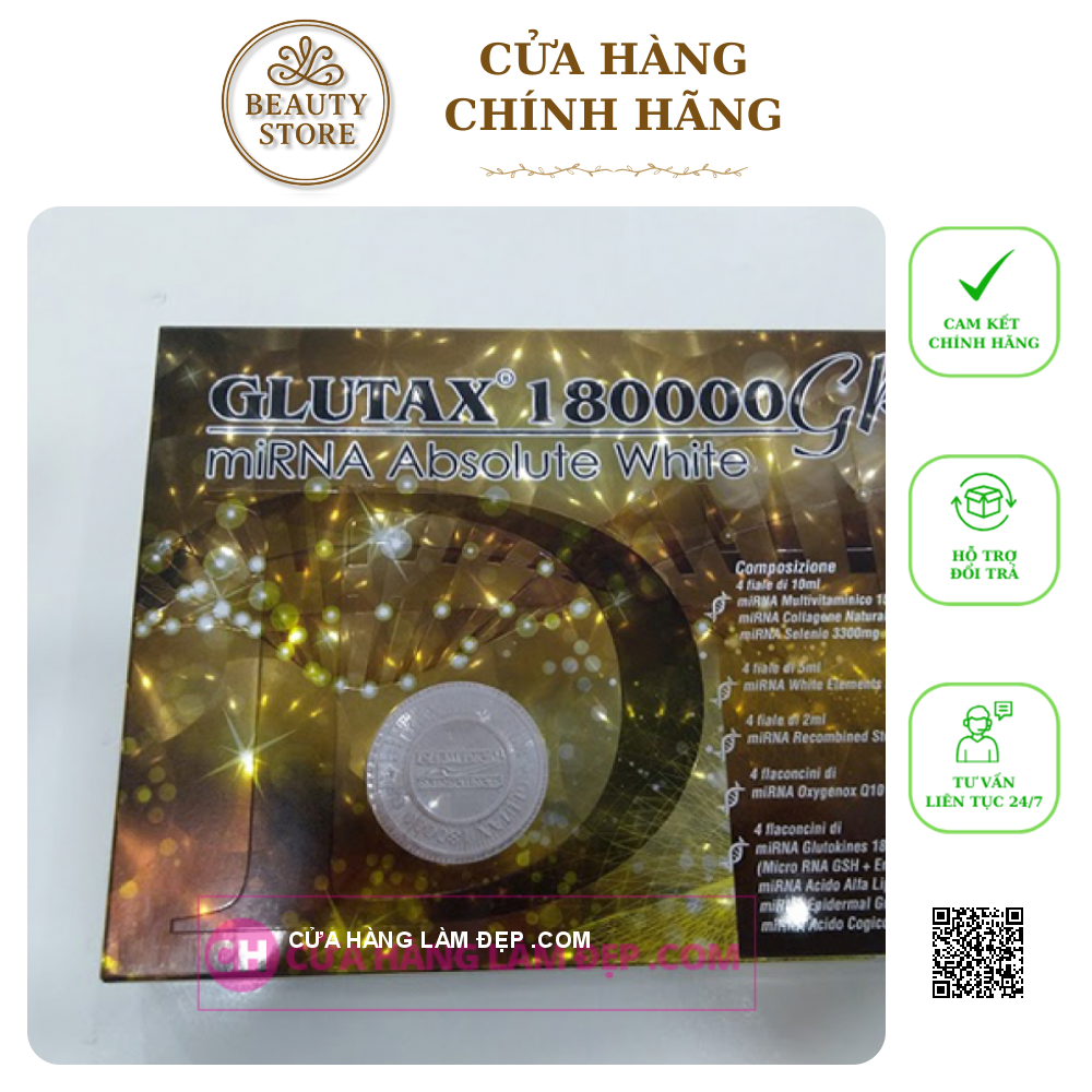 Set Truyền Trắng Da Glutax 180000 GR miRNA Absolute White của Ý (Italy)