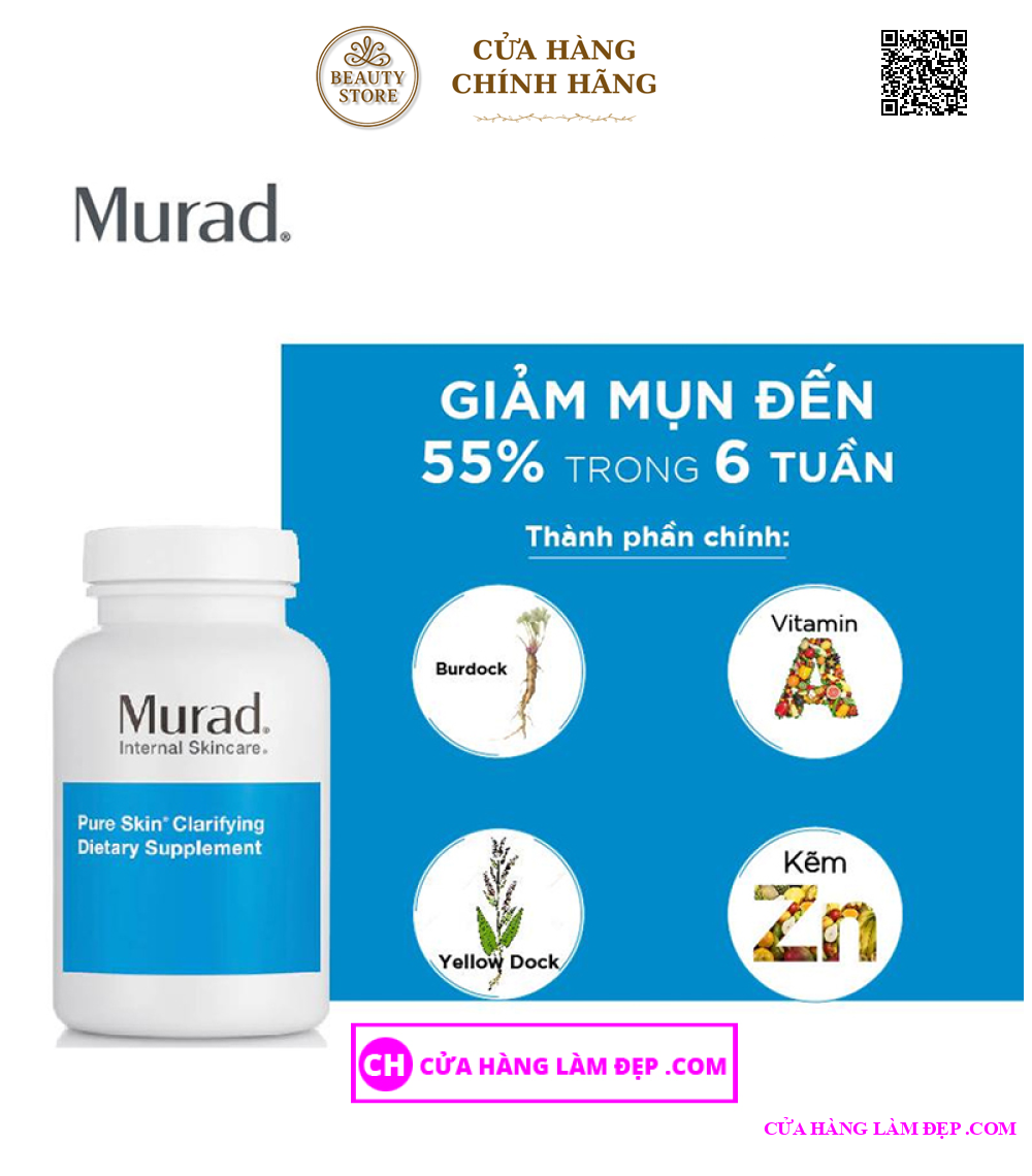 Viên uống giảm mụn Pure Skin Clarifying Dietary Supplement