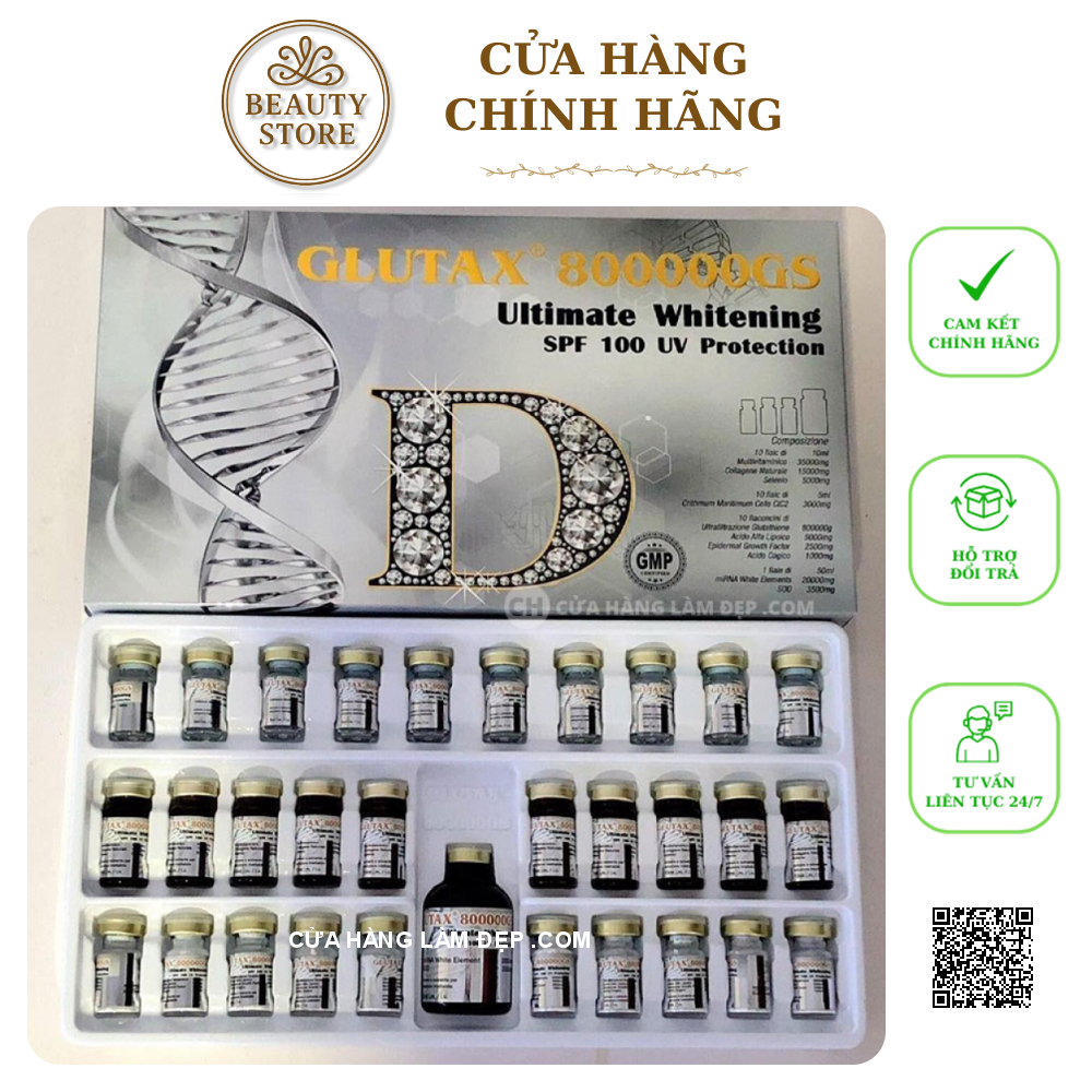 Set Truyền Trắng Bảo Vệ Da Tối Ưu Glutax 800000GS Ultimate Whitening SPF 100 UV Protection