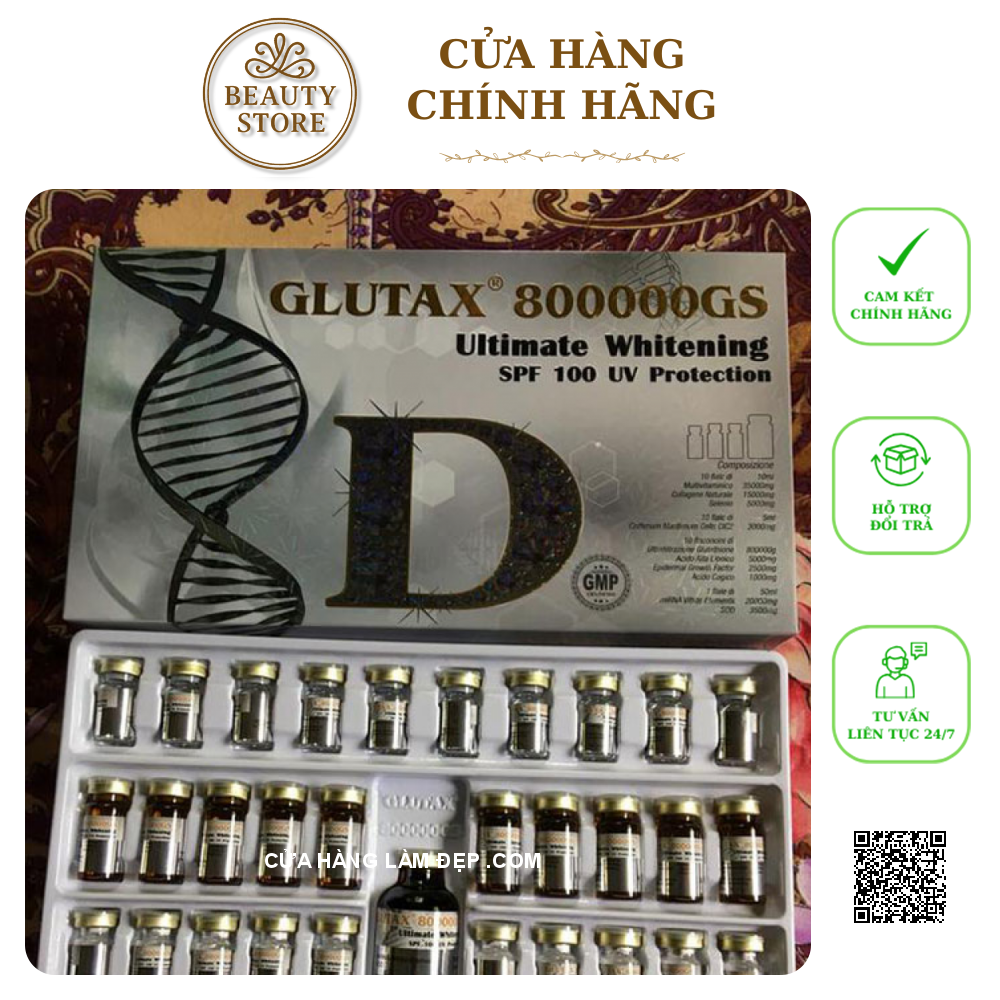 Set Truyền Trắng Bảo Vệ Da Tối Ưu Glutax 800000GS Ultimate Whitening SPF 100 UV Protection