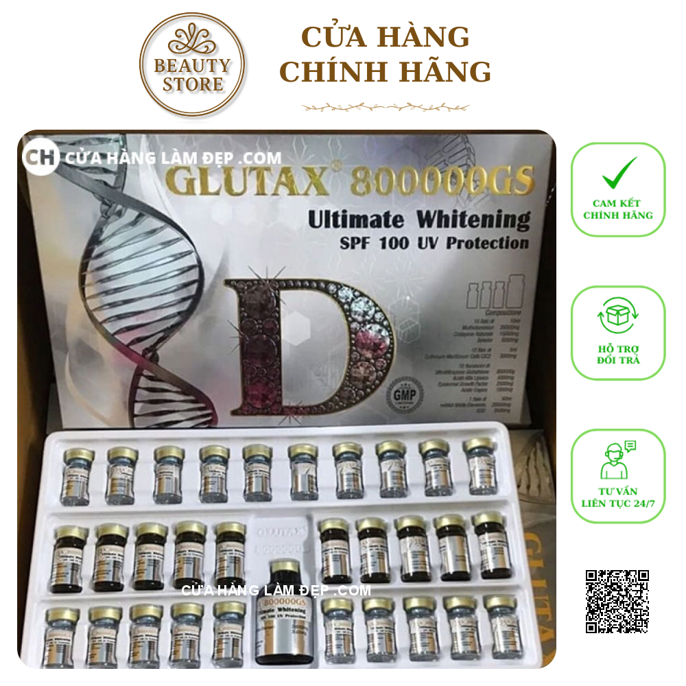 Set Truyền Trắng Bảo Vệ Da Tối Ưu Glutax 800000GS Ultimate Whitening SPF 100 UV Protection