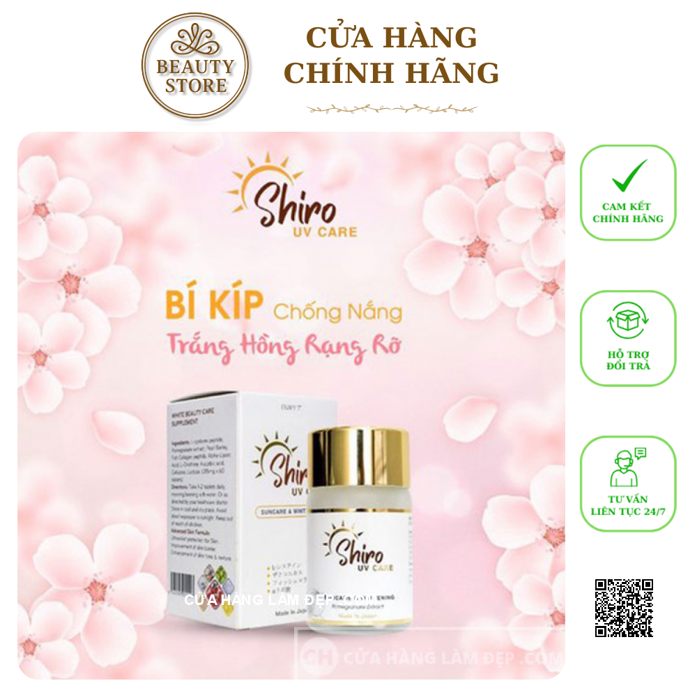 Viên Uống Trắng Da hỗ trợ Hỗ Trợ Chống Nắng Shiro UV Care Suncare Whitening