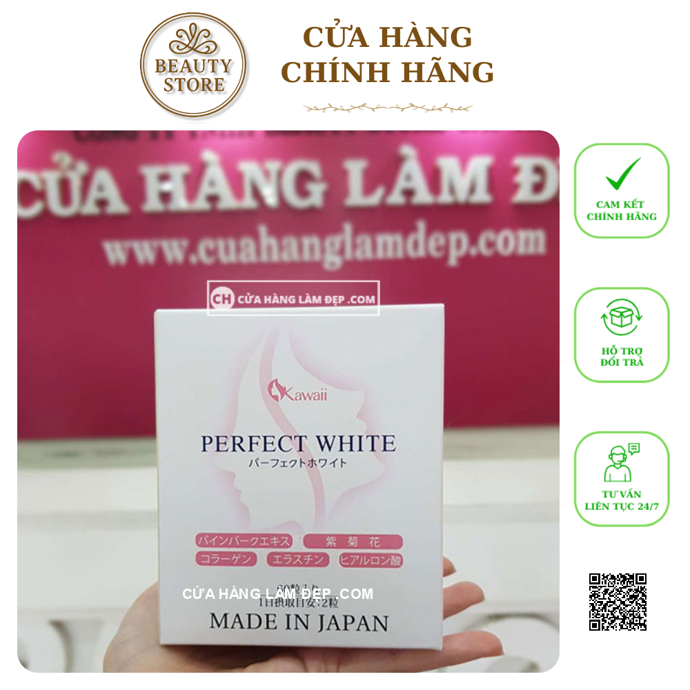 Viên Uống Làm Trắng Da, Hỗ Trợ Ngừa Lão Hóa Perfect White Nhật Bản