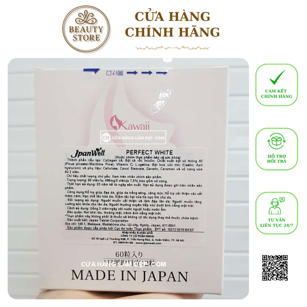Viên Uống Làm Trắng Da, Hỗ Trợ Ngừa Lão Hóa Perfect White Nhật Bản