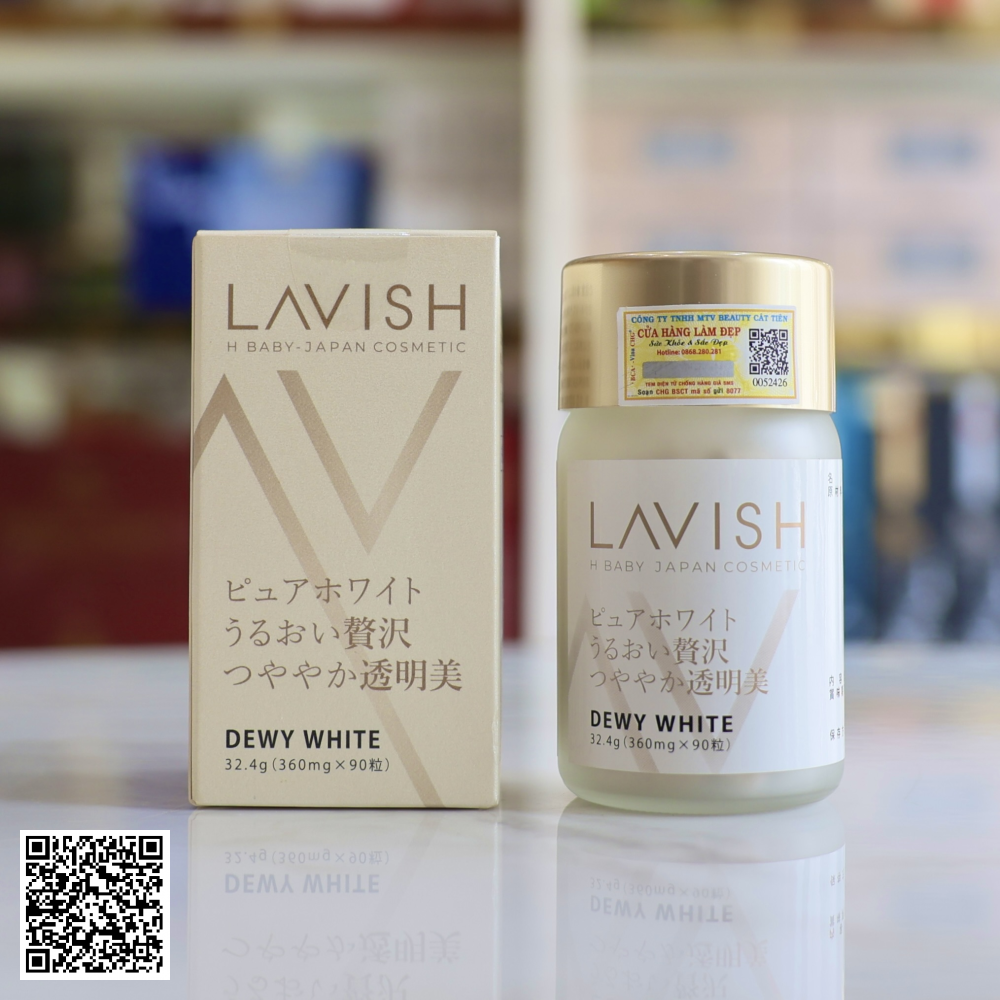 Viên Uống Nhật Bản Làm Trắng & Dưỡng Da Căng Bóng Lavish H Baby Dewy White 90 Viên