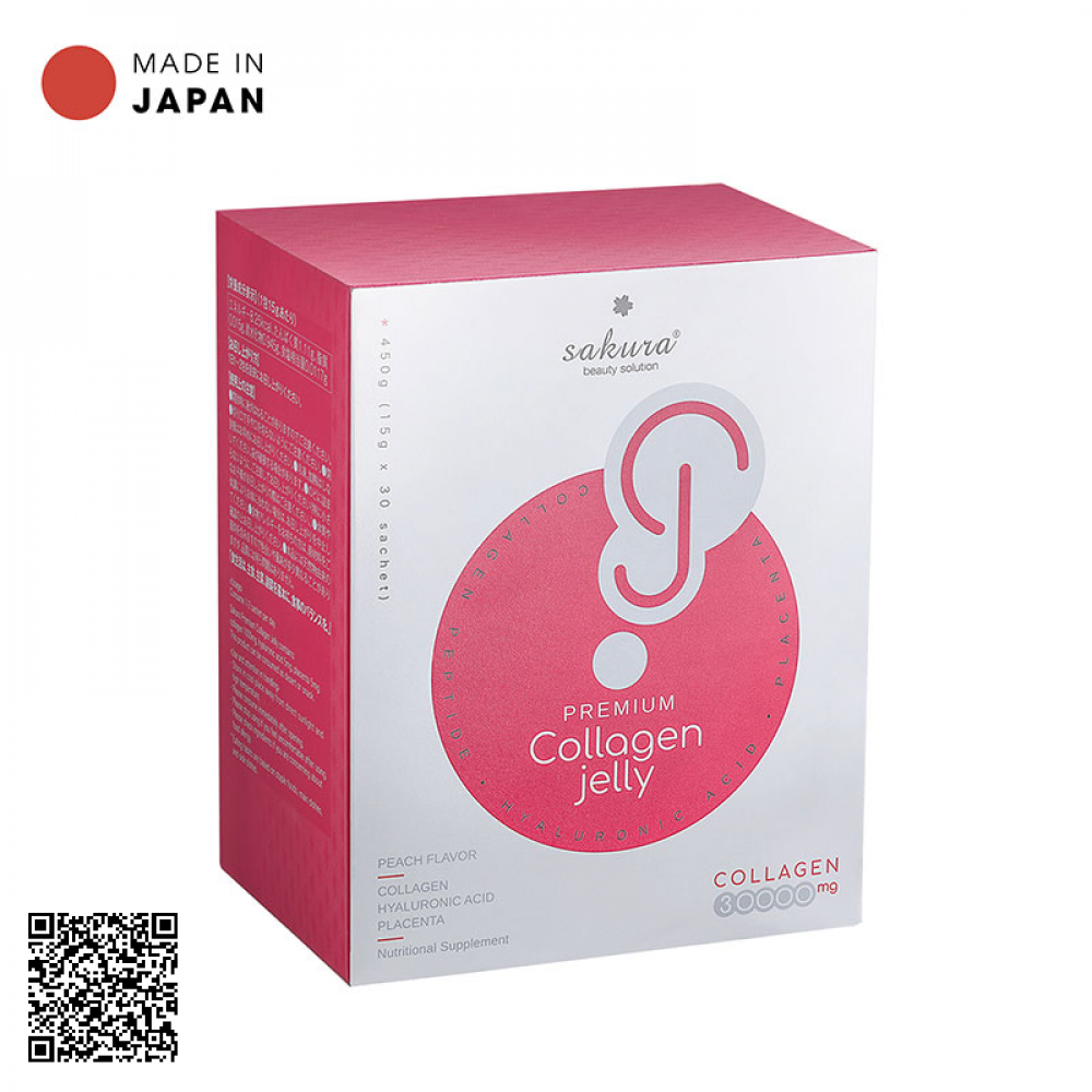 Thạch Collagen Dưỡng Nhan Sakura Premium Collagen Jelly Nhật Bản 30 thanh / hộp
