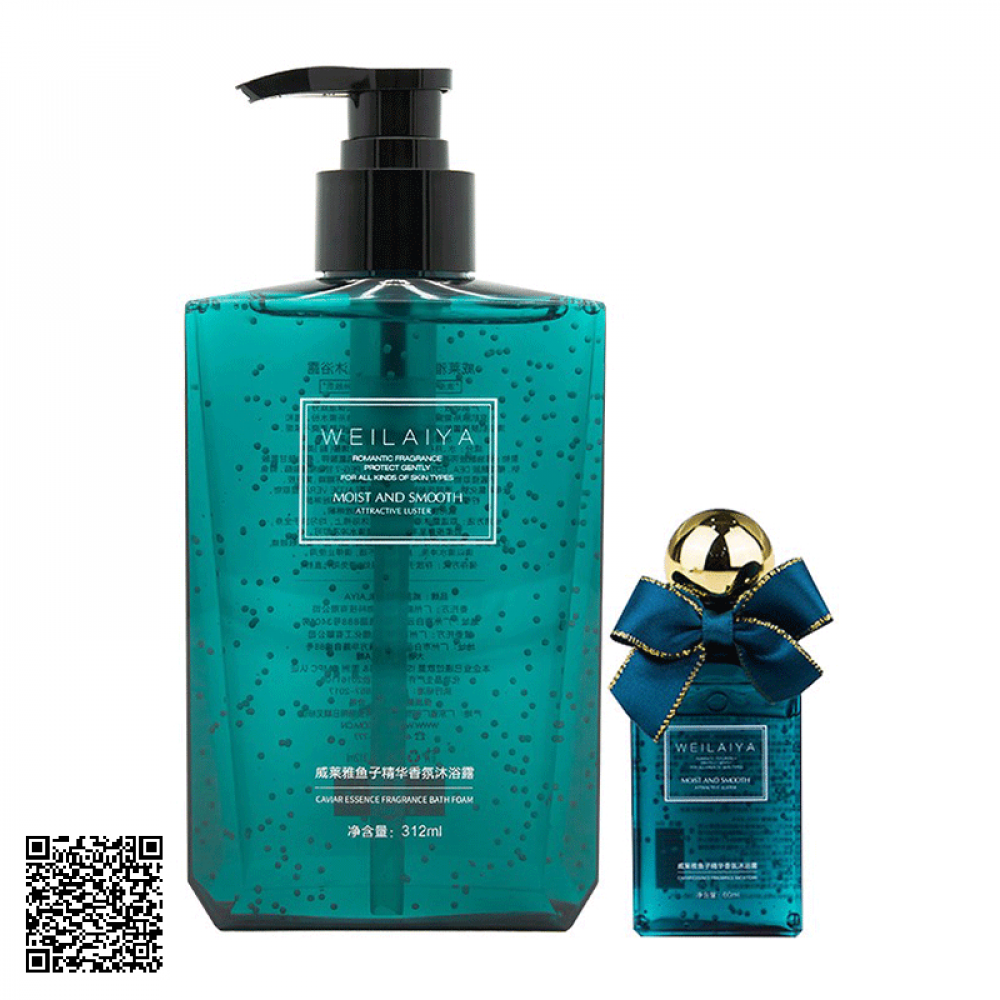 Sữa Tắm Trứng Cá Tầm Dưỡng Ẩm Hương Nước Hoa Moist And Smooth Bath Foam Weilaiya 312ml (Kèm Lọ Mini 60ml)