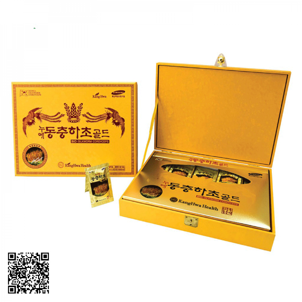 Nước Đông Trùng Hạ Thảo KangHwa Health Hộp Gỗ Vàng Cao Cấp 60 Gói