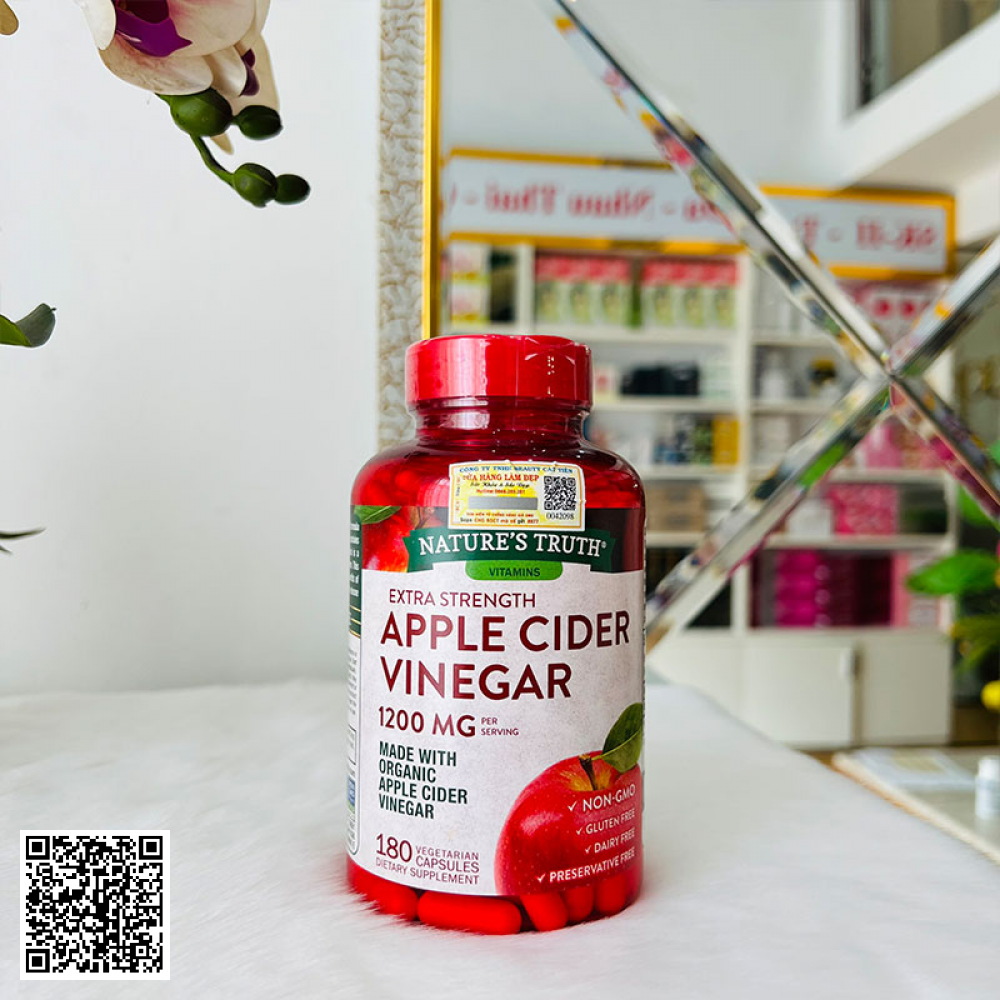 Viên Giấm Táo Hữu Cơ Nature’s Truth Apple Cider Vinegar 1200mg Giảm Cân Của Mỹ 180 Viên