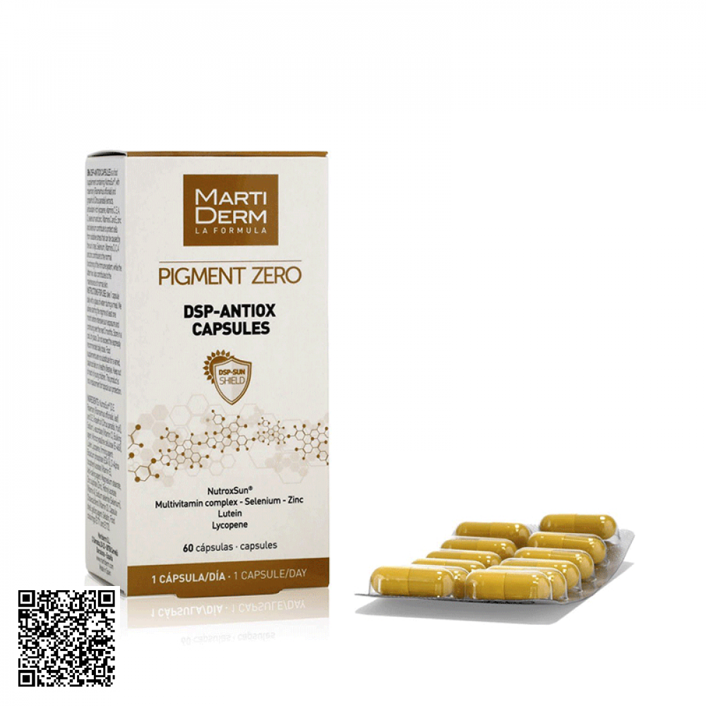 Viên Uống Chống Nắng, Làm Sáng Da MartiDerm Pigment Zero DSP Antiox Capsules Tây Ban Nha 60 Viên	
