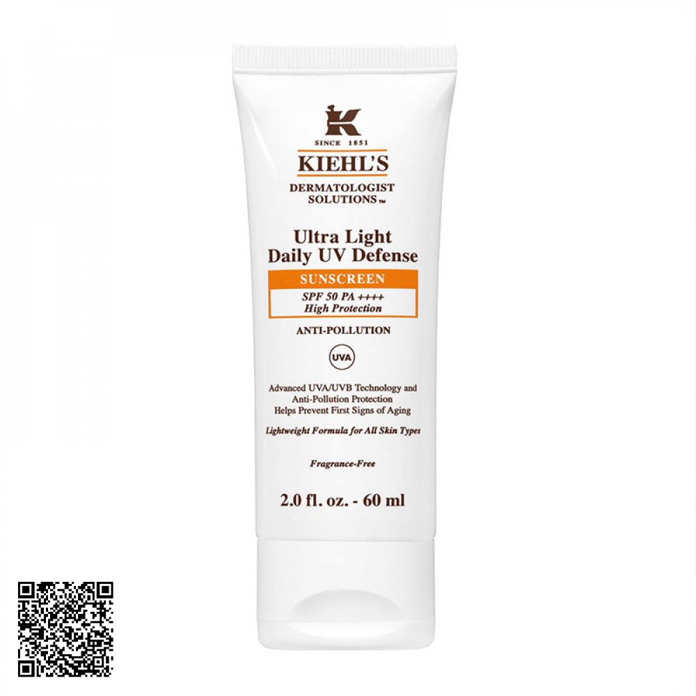 Kem Chống Nắng Kiehl’s Ultra Light Daily UV Defense Sunscreen SPF 50 PA+++ High Protection Mỹ 60ml