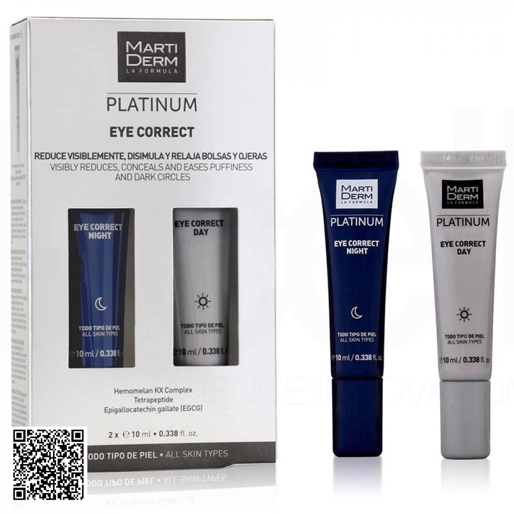 Bộ Kem Dưỡng Mắt Ngày Đêm MartiDerm Platinum Eye Correct Tây Ban Nha (2 x 10ml)