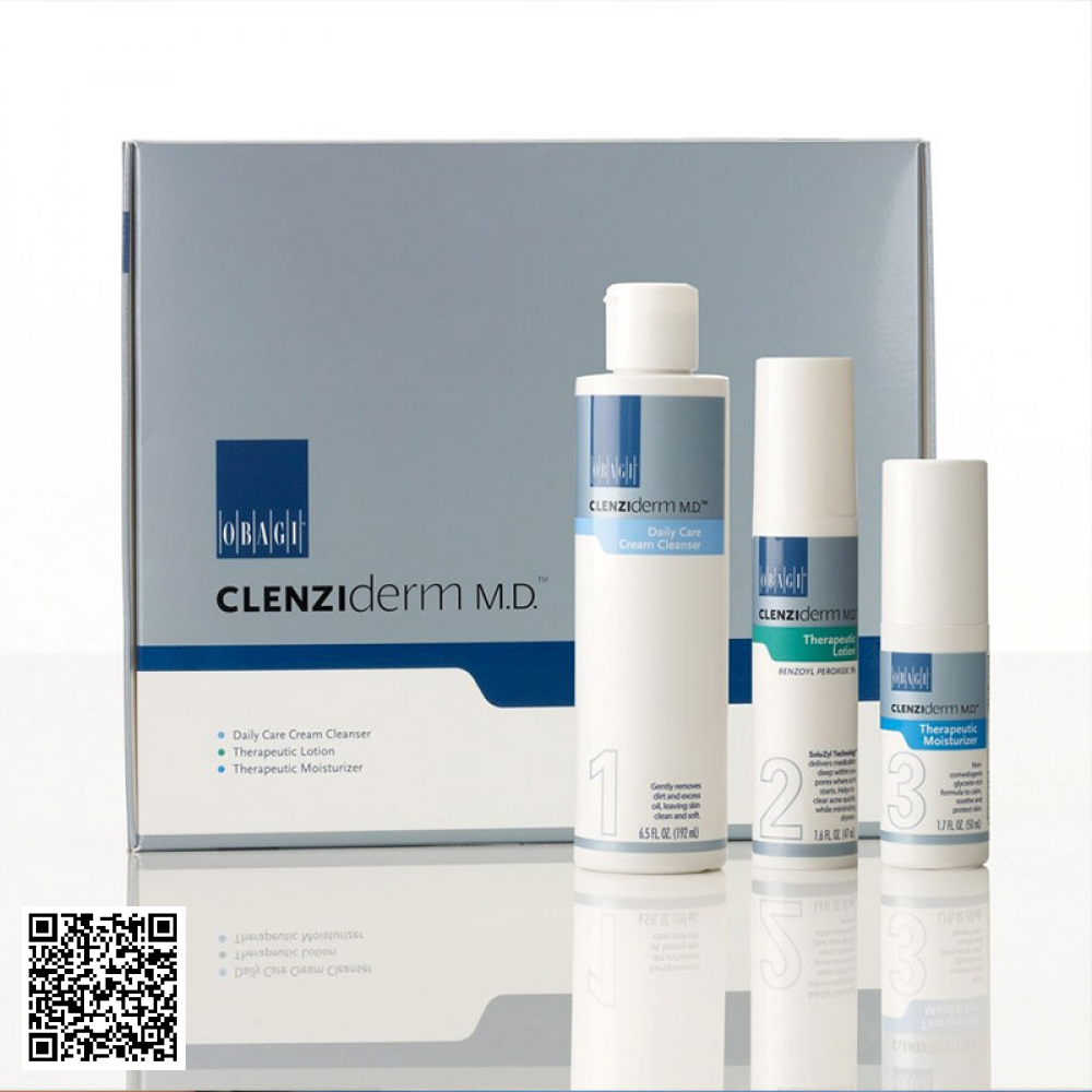 Bộ Giảm Mụn Cho Da Khô Obagi Clenziderm Dry Set Mỹ