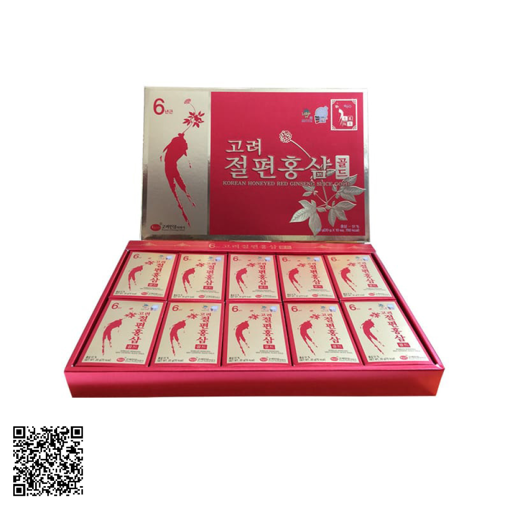 Hồng Sâm Thái Lát Tẩm Mật Ong KGS Korean Honeyed Red Ginseng Slice Gold 10 Gói 