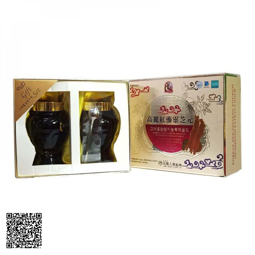 Cao Linh Chi Nhân Sâm Taewoong Food Korean Red Ginseng Youngji Mushroom Extract Gold Hàn Quốc (300g x 2 lọ)