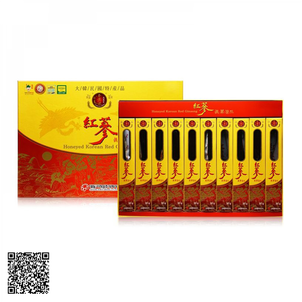 Hồng Sâm Củ Tẩm Mật Ong Daedong Honeyed Korean Red Ginseng Của Hàn Quốc (10 củ x 30g)