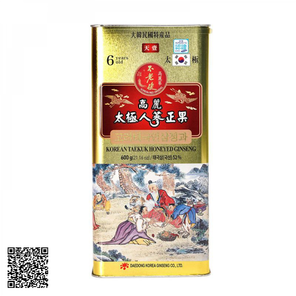 Hồng Sâm Thái Cực Tẩm Mật Ong Daedong Korean Taekuk Honeyed Ginseng Hộp Thiếc 300g