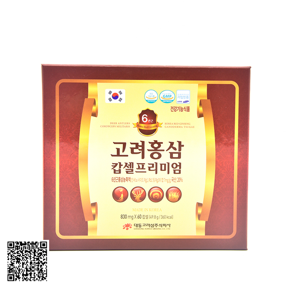 Viên Hồng Sâm Nhung Hươu Linh Chi Đông Trùng Hạ Thảo Daedong Korea Red Ginseng Ganoderma Tsugae 60 Viên