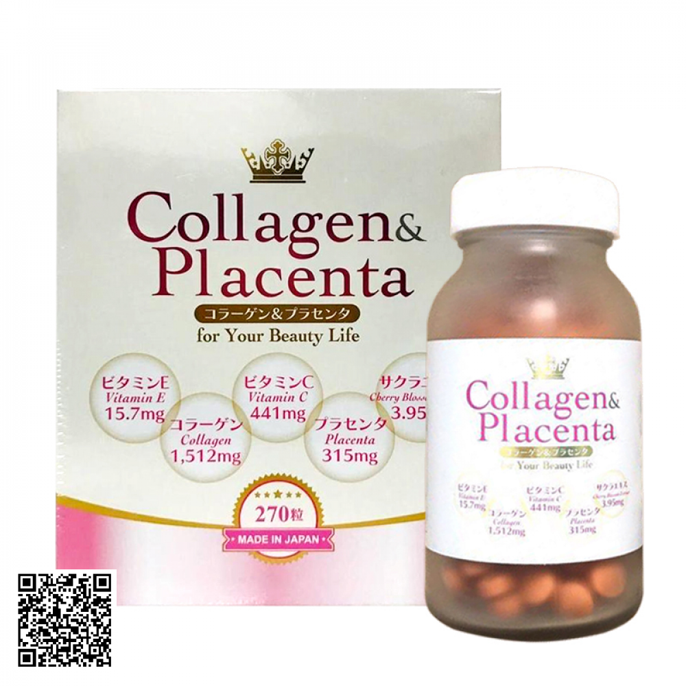 Viên Uống Trắng Da Collagen Placenta 5 in 1 Từ Nhật Bản 270 Viên