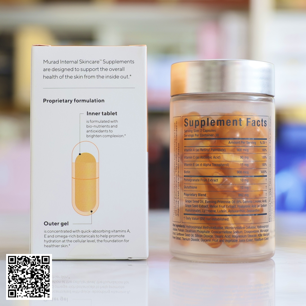 Viên Uống Chống Nắng Murad Bright & Even Supplement Từ Mỹ 60 Viên