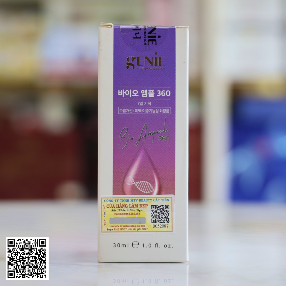 Tế Bào Truyền Trắng Mờ Thâm Nám Da Genie Bio Ampoule 360 Từ Hàn Quốc 30ml