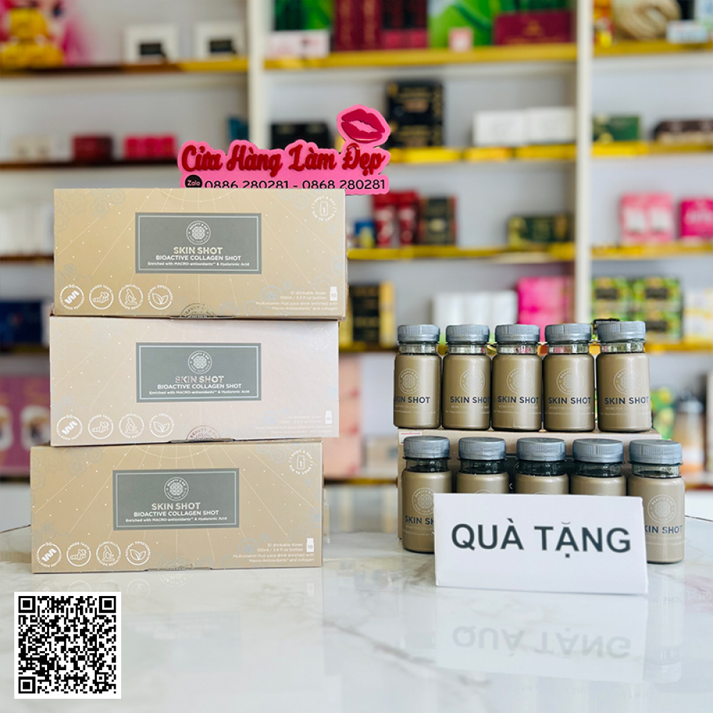 Nước Uống Collagen Skin Shot Trắng Hồng , Mờ Thâm Sạm Nám Da Của Tây Ban Nha Hộp 30 Chai * 50ml 