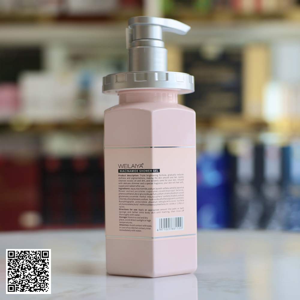 Sữa Tắm Weilaiya Niacinamide Shower Gel Trắng Da Hương Hoa Trà Từ Trung Quốc 450ml