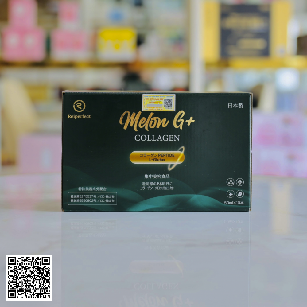 Nước Uống Trắng Da Collagen Melon G+ Reiperfect Nhật Bản Hộp 10 Chai * 50ml