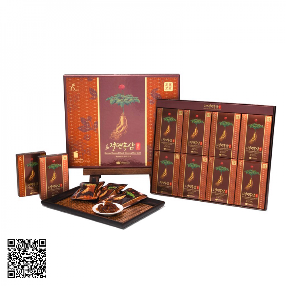 Hắc Sâm Lát Tẩm Mật Ong KGS Korean Honeyed Black Ginseng Slice Gold 8 Gói
