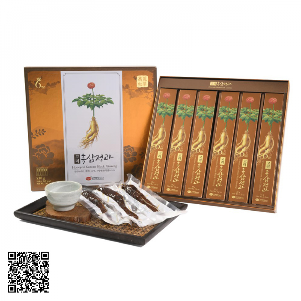 Hắc Sâm Củ Tẩm Mật Ong KGS Honeyed Korean Black Ginseng 210gr 
