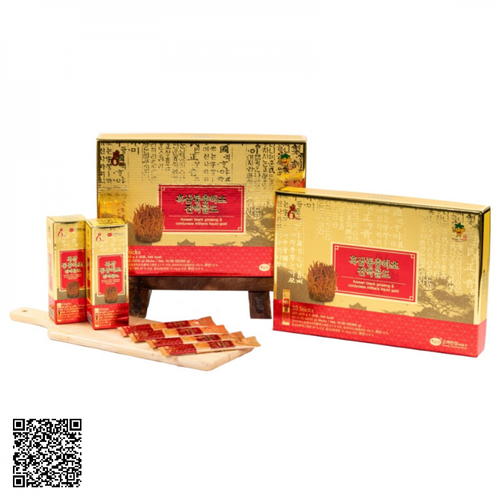 Nước Hắc Sâm Đông Trùng Hạ Thảo KGS Korean Black Ginseng Cordyceps Militaris Liquid Gold 30 Gói