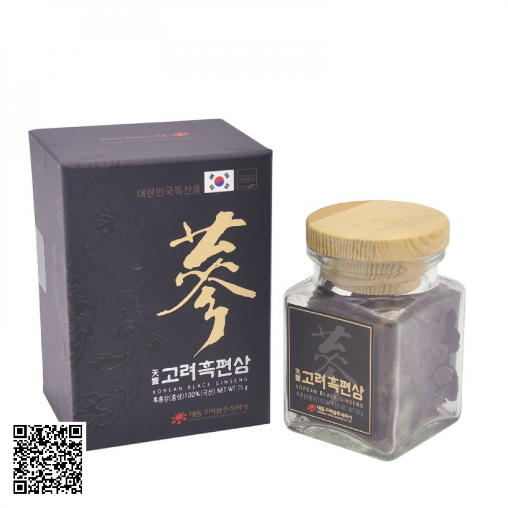Hắc Sâm Củ Khô Thái Lát Daedong Korean Black Ginseng 1 Lọ 75g