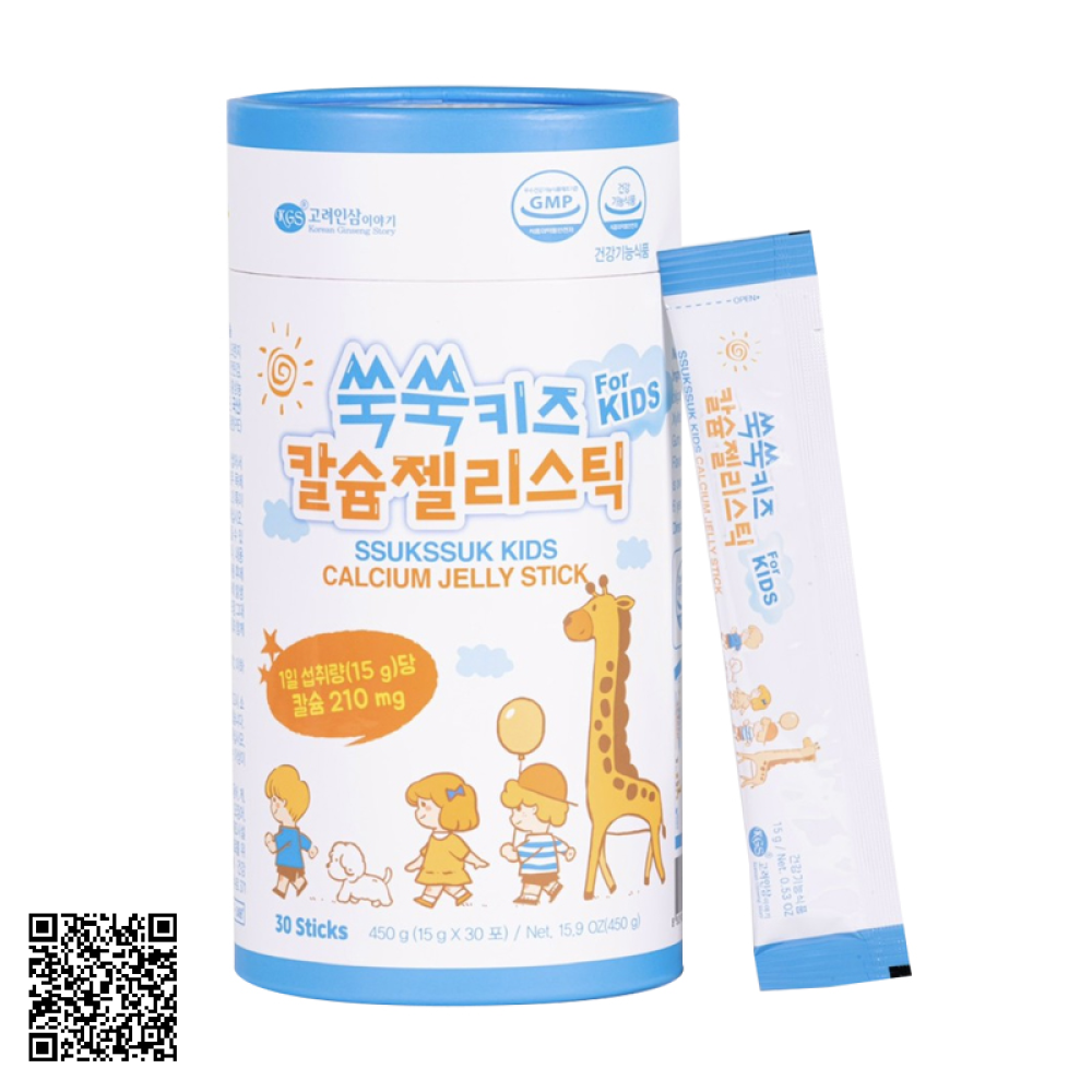 Thạch Hồng Sâm Baby KGS Ssukssuk Kids Calcium Jelly Stick 30 Gói