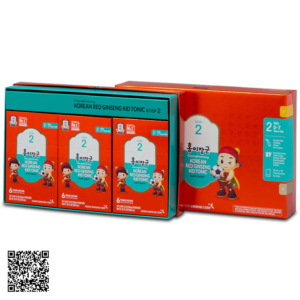 Nước Hồng Sâm Baby KGC Korean Red Ginseng Kid Tonic Supplement Step 2 Từ Hàn Quốc 30 Gói