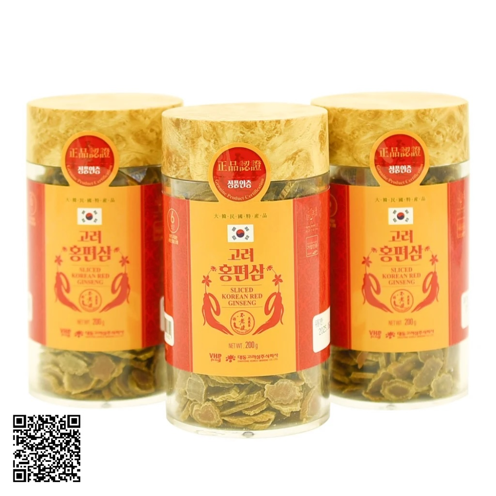 Hồng Sâm Củ Khô Thái Lát Daedong Korean Red Ginseng Sliced Từ Hàn Quốc 200g