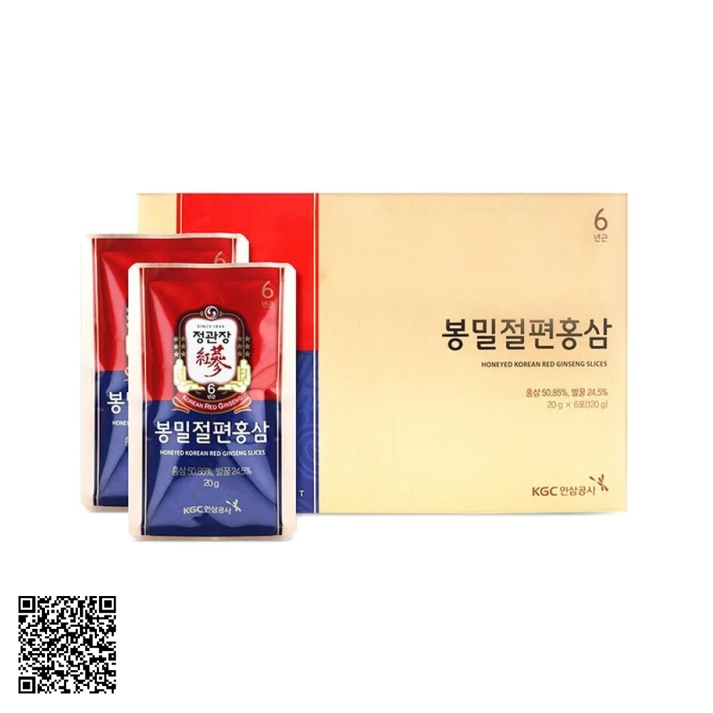 Hồng Sâm Thái Lát Tẩm Mật Ong KGC Honeyed Korean Red Ginseng Slice Từ Hàn Quốc 6 Gói