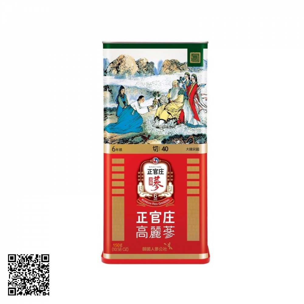 Hồng Sâm Củ Khô KGC Korean Red Ginseng Số 40 Hộp Thiếc Từ Hàn Quốc 150g