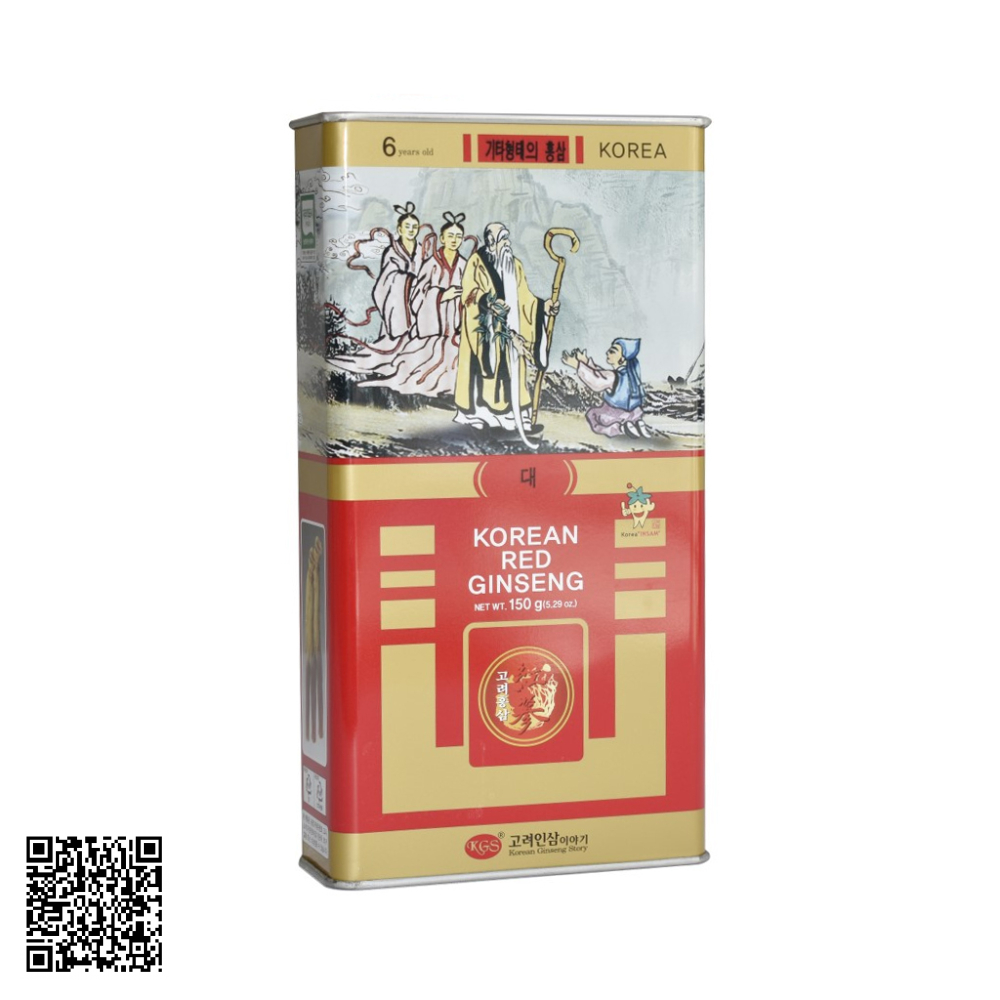 Hồng Sâm Củ Khô KGS Korean Red Ginseng Punggi Hộp Thiếc 150g (6-10 Củ)