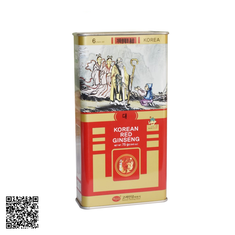 Hồng Sâm Củ Khô KGS Korean Red Ginseng Punggi Hộp Thiếc Từ Hàn Quốc 75g (3-5 Củ)