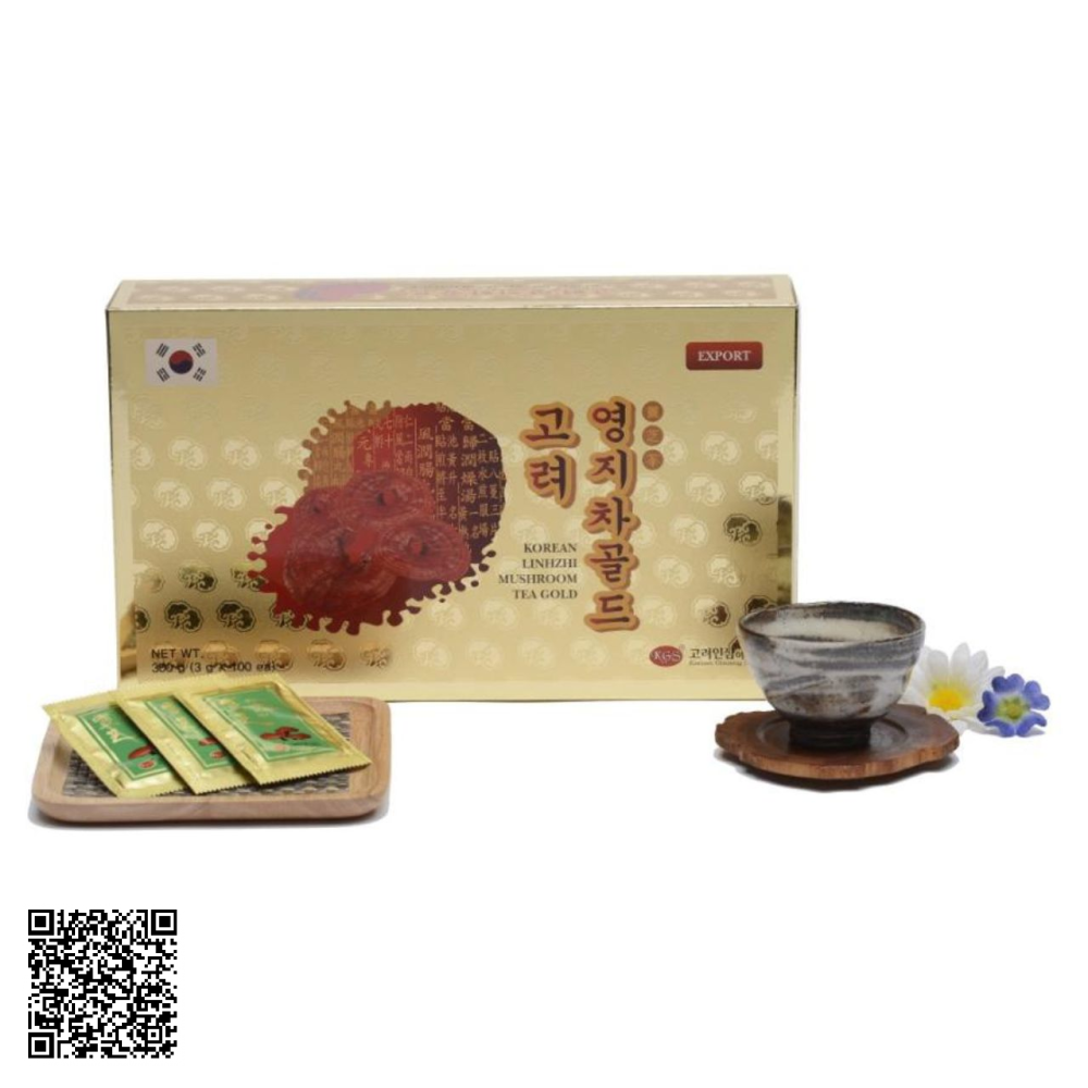 Trà Linh Chi Hàn Quốc KGS Korean Lingzhi Mushroom Tea Gold Từ Hàn Quốc 100 Gói