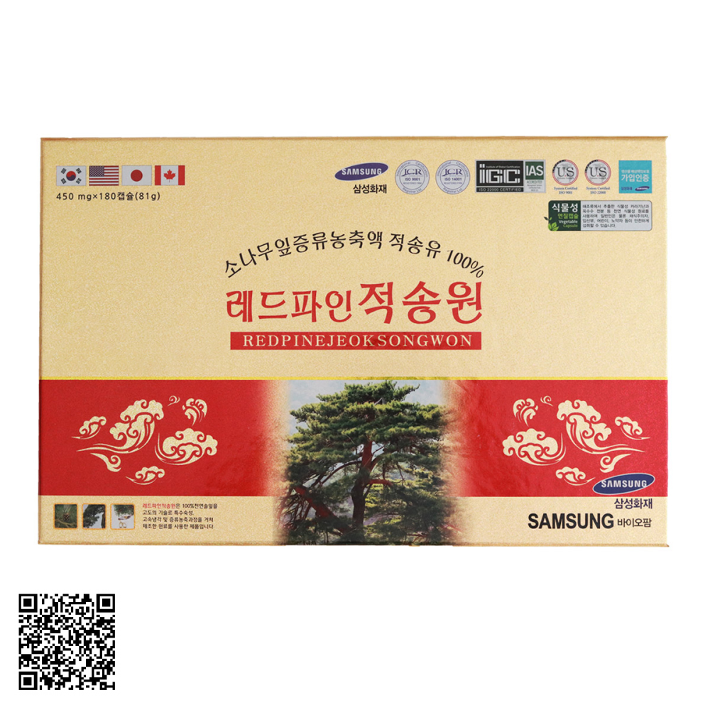 Tinh Dầu Thông Đỏ SMS Bio Pharm Red Pine Jeok Song Won Từ Hàn Quốc 180 Viên